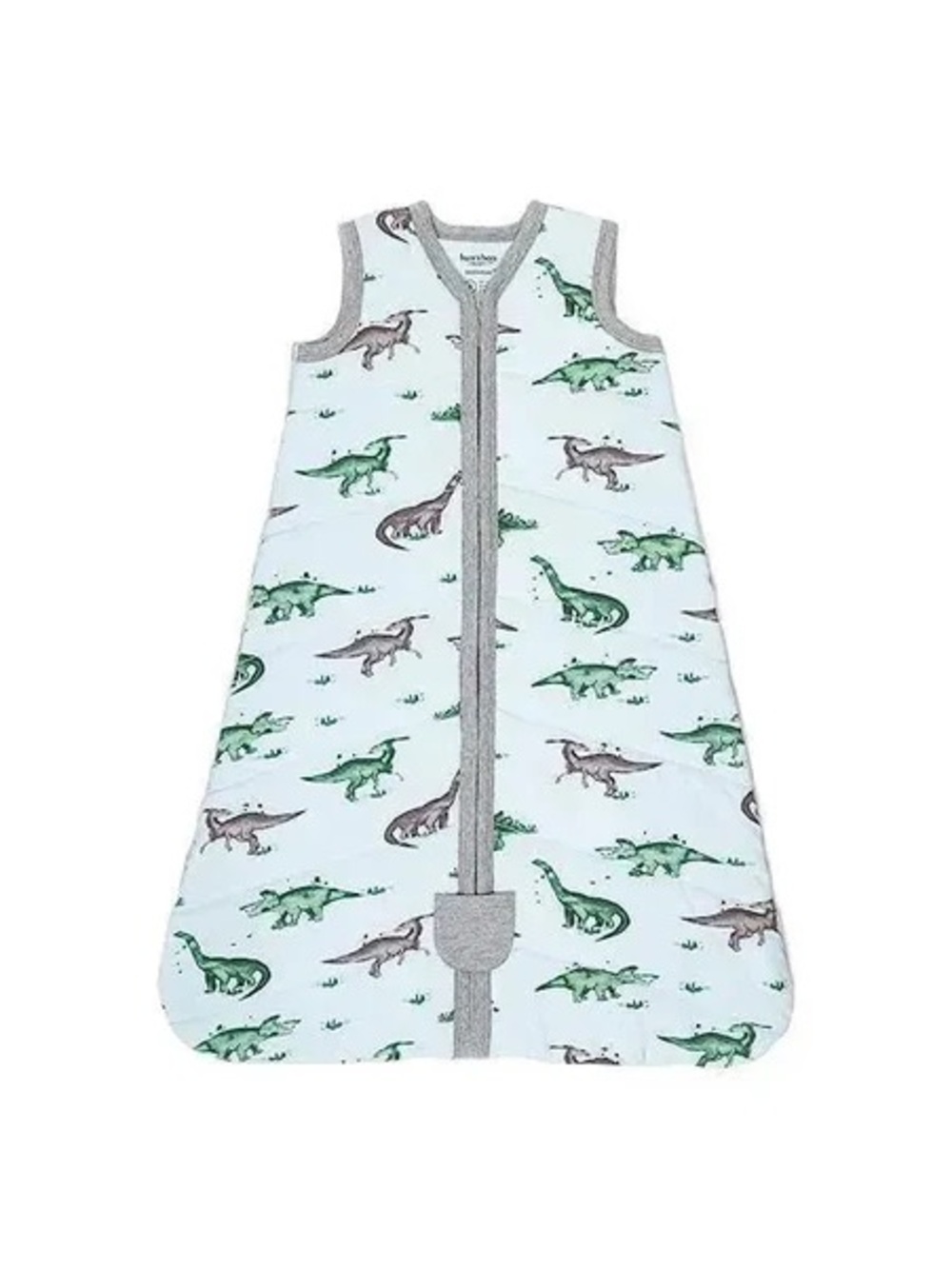 Burt’s Baby Sleeveless Dinosaur Sleep Sack - Green Dino Print with Gray Trim